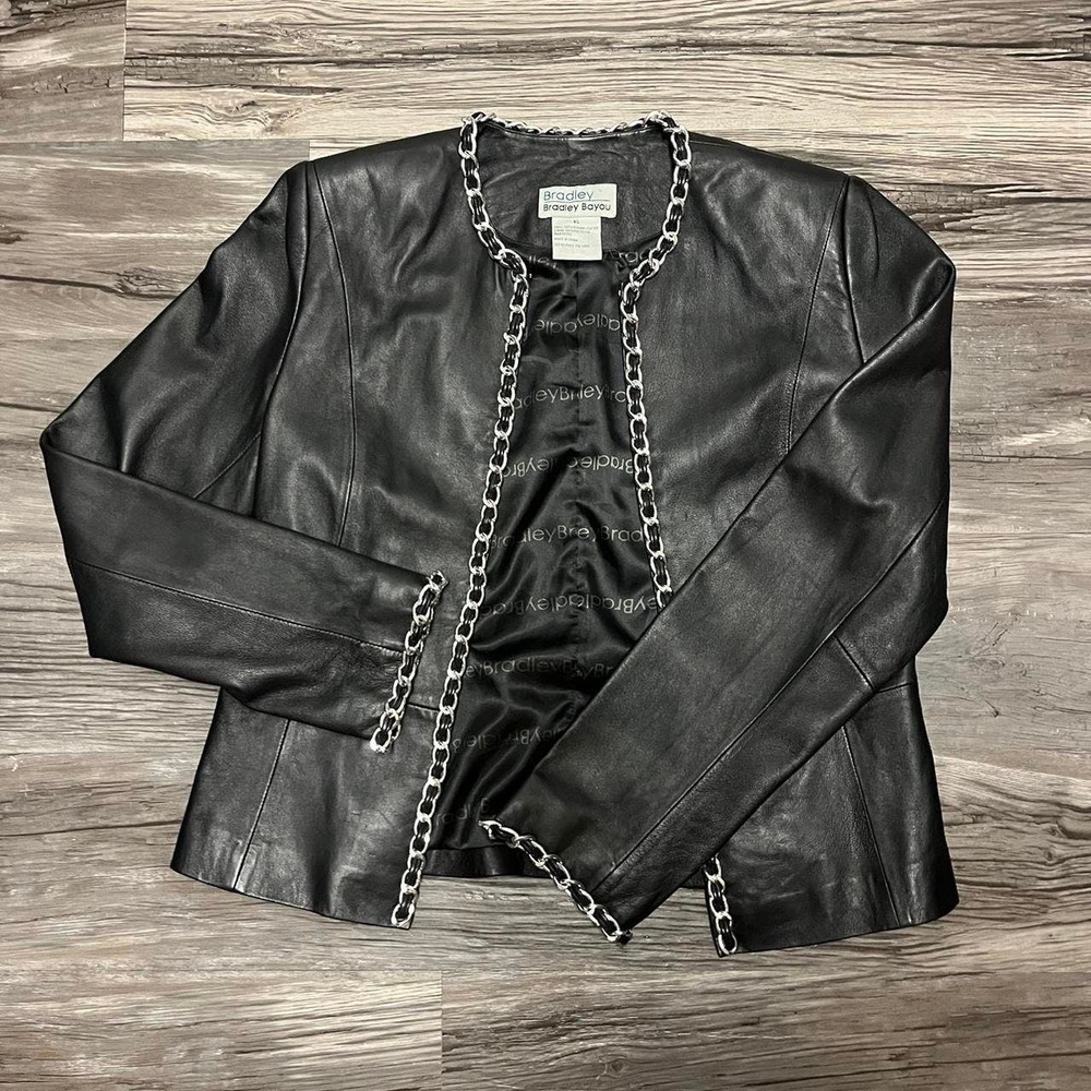 90's Bradley Vintage Genuine Leather Jacket W Chain Trimming